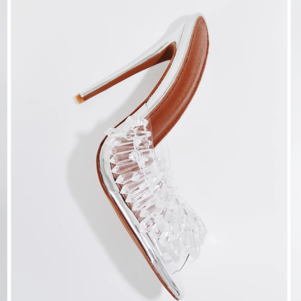 GOLDIE CLEAR DRIP CHANDELIER OPEN TOE MULES 100MM (Worn1x)